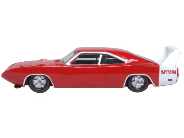 1969 Dodge Charger Daytona Red with White Stripe 1/87 (HO) Scale Diecast Model Car by Oxford Diecast #2