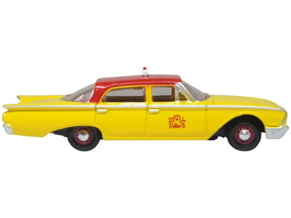 1960 Ford Fairlane Sedan "NYC Taxi" Yellow with Red Top and Interior 1/87 (HO) Scale Diecast Model Car by Oxford Diecast #3