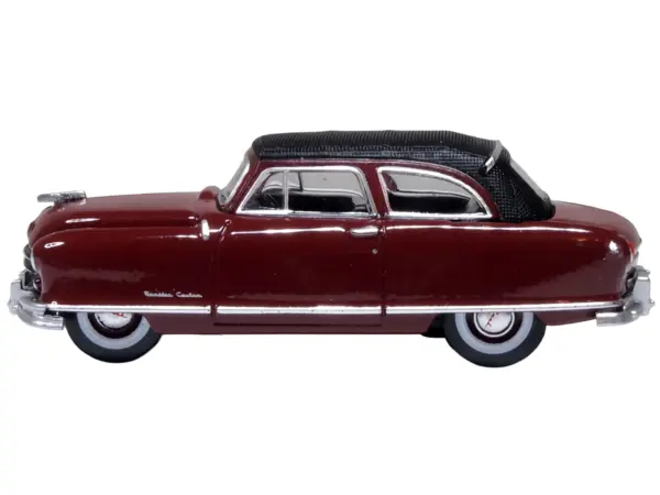 1950 Nash Rambler Custom Landau Convertible (Closed) Sunset Maroon with Black Top 1/87 (HO) Scale Diecast Model Car by Oxford Diecast #2