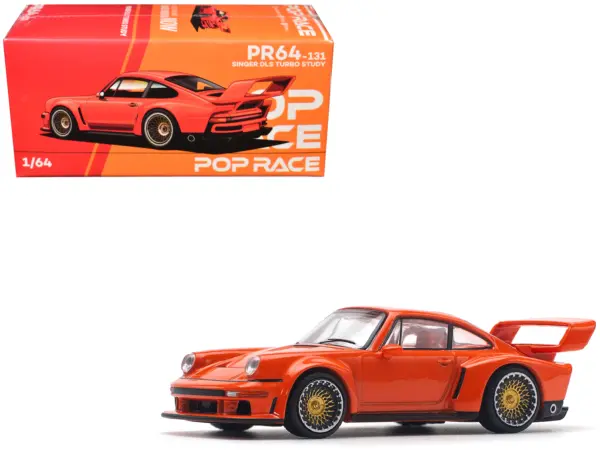 Singer DLS Turbo Study Orange Metallic 1/64 Diecast Model Car by Pop Race #1