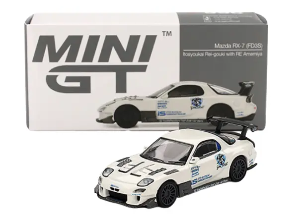 Mazda RX-7 (FD3S) "Itosyoukai Rei-gouki with RE Amemiya" RHD (Right Hand Drive) White with Graphics Limited Edition 1/64 Diecast Model Car by Mini GT #4