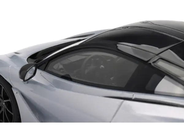 McLaren 750S Ice Silver Metallic with Black Top 1/18 Model Car by Top Speed #2