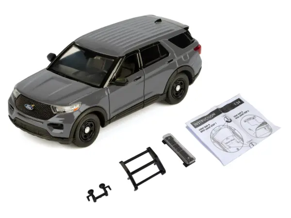 2022 Ford Police Interceptor Utility Unmarked Gray Metallic "Builder's Kit" "Law Enforcement and Public Service" Series 1/24 Diecast Model Car by Motormax #2