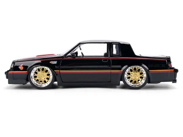 1987 Buick Grand National Black with Matt Red Hood and Stripes "Bigtime Muscle" Series 1/24 Diecast Model Car by Jada #3