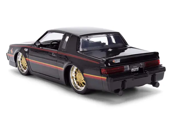 1987 Buick Grand National Black with Matt Red Hood and Stripes "Bigtime Muscle" Series 1/24 Diecast Model Car by Jada #5
