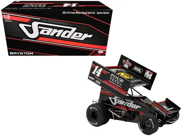 Winged Sprint Car #14 Spencer Bayston "Four CCCC's Construction - Sander" Jason Meyers Racing (2025) 1/18 Diecast Model Car by ACME #1