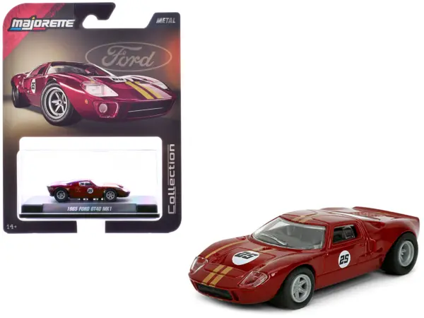 1965 Ford GT40 MK1 #25 Red Metallic with Gold Stripes "Collection" Series 1/64 Diecast Model Car by Majorette #1