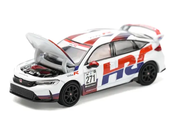 Honda Civic Type R FL5 "HRC - Honda Racing" White with Graphics 1/64 Diecast Model Car by Pop Race #2