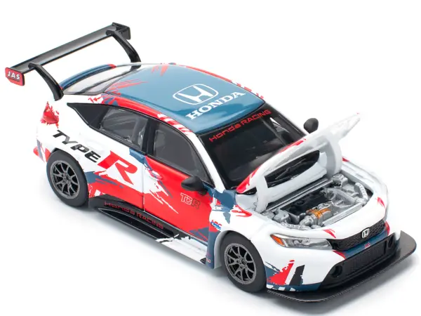 Honda Civic Type R TCR "Presentation" White with Graphics 1/64 Diecast Model Car by Pop Race #2