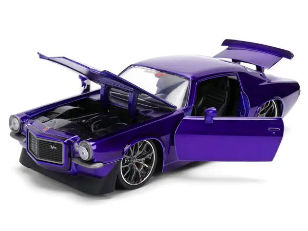 1971 Chevrolet Camaro Z/28 Purple Metallic with Black Hood "Bigtime Muscle" Series 1/24 Diecast Model Car by Jada #2