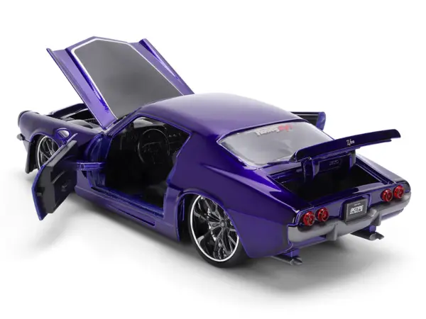 1971 Chevrolet Camaro Z/28 Purple Metallic with Black Hood "Bigtime Muscle" Series 1/24 Diecast Model Car by Jada #4