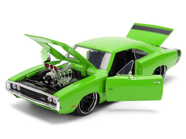 1970 Dodge Charger R/T Bright Green with Black Tail Stripe "Bigtime Muscle" Series 1/24 Diecast Model Car by Jada #2
