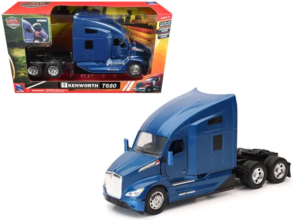 Kenworth T680 Truck Tractor Blue Metallic "Long Haul Truckers" Series 1/32 Diecast Model by New Ray #1