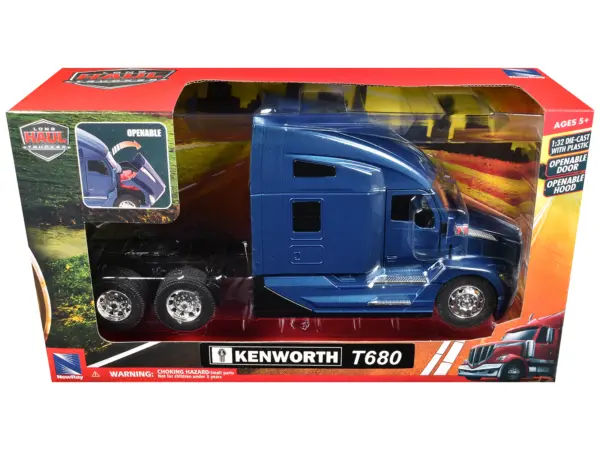 Kenworth T680 Truck Tractor Blue Metallic "Long Haul Truckers" Series 1/32 Diecast Model by New Ray #3