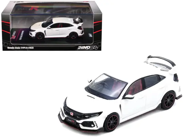 Honda Civic Type R (FK8) RHD (Right Hand Drive) White 1/64 Diecast Model Car by Inno Models #1