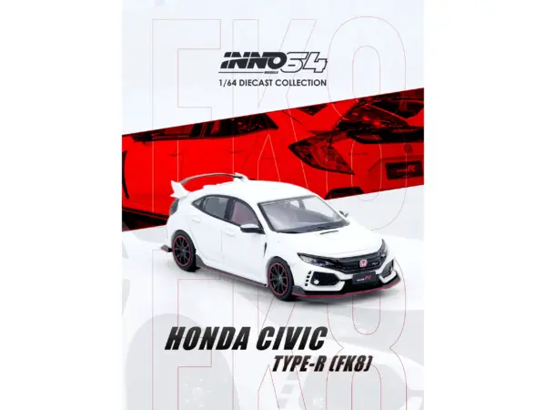 Honda Civic Type R (FK8) RHD (Right Hand Drive) White 1/64 Diecast Model Car by Inno Models #3