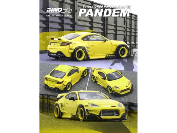 Toyota GR86 "Pandem" RHD (Right Hand Drive) Yellow 1/64 Diecast Model Car by Inno Models #4