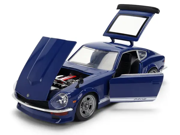 1972 Datsun 240Z Blue with White Stripes "JDM Tuners" Series 1/24 Diecast Model Car by Jada #2