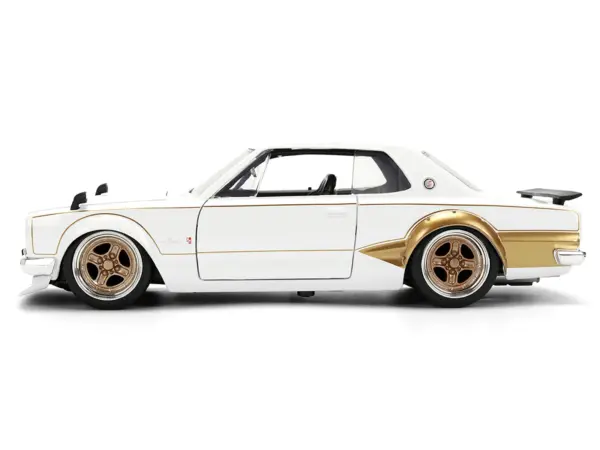 1971 Nissan Skyline 2000GT-R RHD (Right Hand Drive) White with Gold Graphics "JDM Tuners" Series 1/24 Diecast Model Car by Jada #3