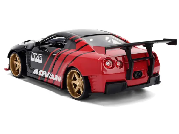 2009 Nissan GT-R (R35) Ben Sopra "Advan" Black and Red "JDM Tuners" Series 1/24 Diecast Model Car by Jada #5