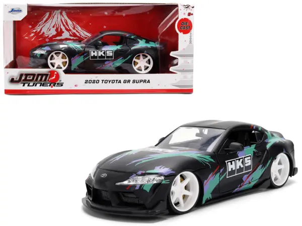2020 Toyota GR Supra "HKS" Matt Black with Graphics "JDM Tuners" Series 1/24 Diecast Model Car by Jada #1