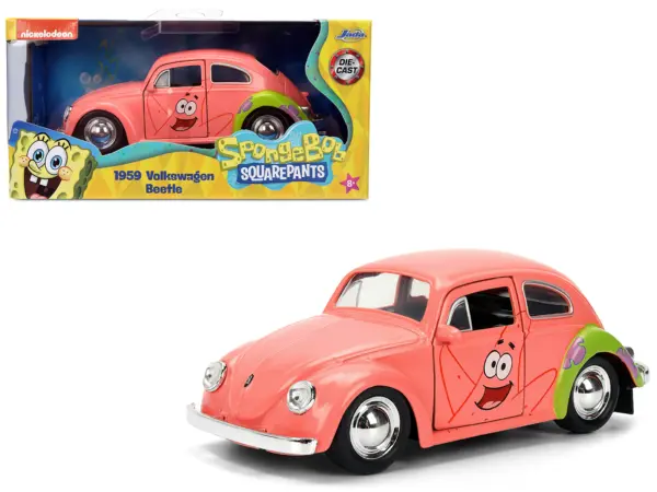 1959 Volkswagen Beetle "Patrick Star" Livery Pink "SpongeBob SquarePants" (1999-Current) TV Series "Hollywood Rides" Series 1/32 Diecast Model Car by Jada #1