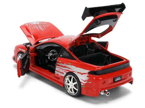 Brian's Mitsubishi Eclipse Red with Graphics Remix "The Fast and The Furious" (2001) Movie "Fast & Furious" Series 1/24 Diecast Model Car by Jada #4