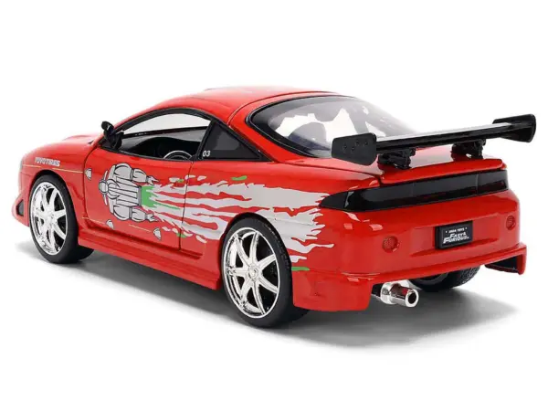 Brian's Mitsubishi Eclipse Red with Graphics Remix "The Fast and The Furious" (2001) Movie "Fast & Furious" Series 1/24 Diecast Model Car by Jada #5
