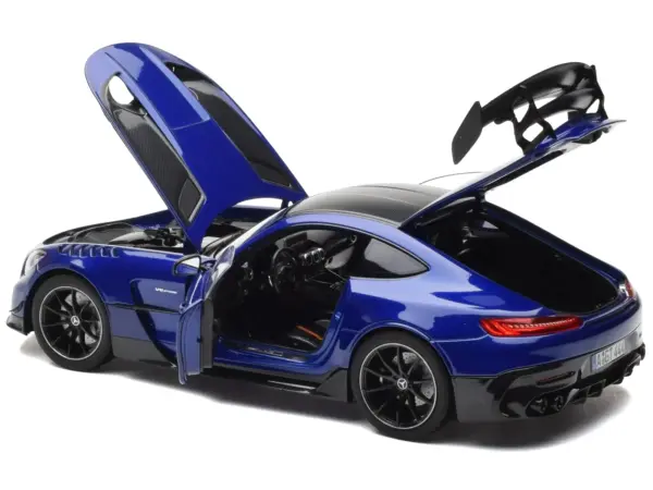 2021 Mercedes-Benz AMG GT Black Series Blue Metallic with Carbon Top and Hood Stripes 1/18 Diecast Model Car by Norev #4
