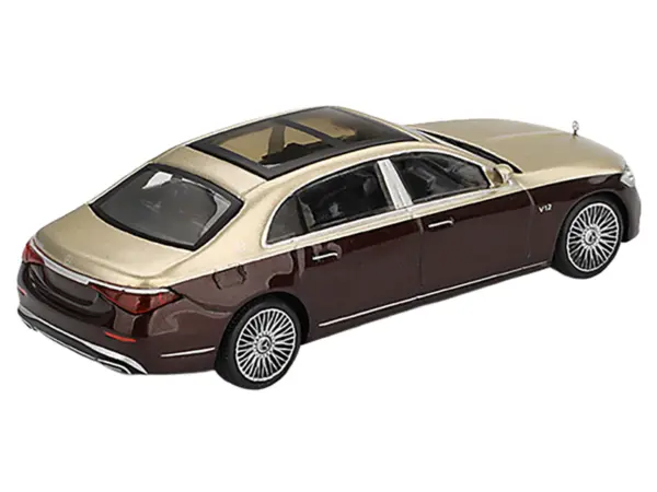 Mercedes-Maybach S 680 Gold Metallic and Dark Red Metallic Limited Edition 1/64 Diecast Model Car by Mini GT #3