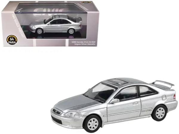 1999 Honda Civic Si EM1 Vogue Silver Metallic with Sunroof 1/64 Diecast Model Car by Paragon Models #1