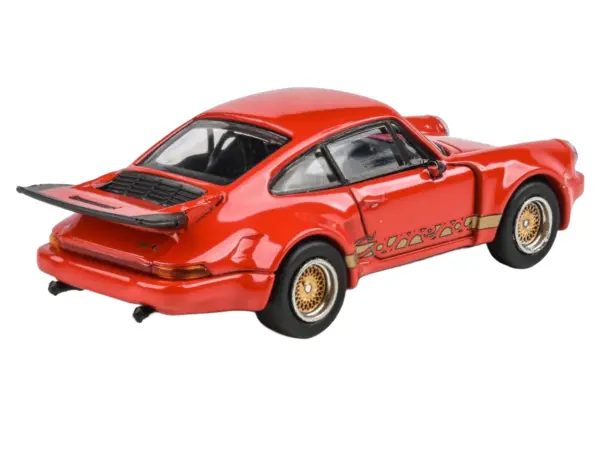 Porsche 911 Carrera RSR 3.0 Guards Red with Gold Stripes and Wheels 1/64 Diecast Model Car by Paragon Models #3