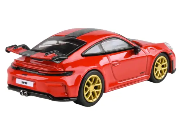2025 Porsche 911 GT3 (992.2) Guards Red with Carbon Stripe and Gold Wheels 1/64 Diecast Model Car by Paragon Models #3