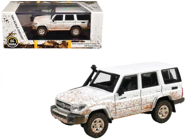 2014 Toyota Land Cruiser 76 White (Dirty Off Road Effect) 1/64 Diecast Model Car by Paragon Models #1