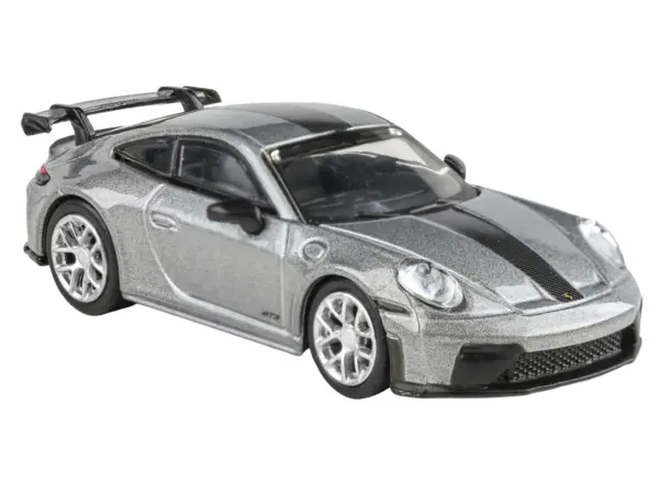 2025 Porsche 911 GT3 (992.2) GT Silver Metallic with Carbon Stripe 1/64 Diecast Model Car by Paragon Models #2