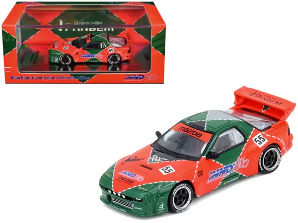Mazda RX7 (FC3S) "Pandem Aero" RHD (Right Hand Drive) #55 Red and Green "Hong Kong Toycar Salon 2025 Event Edition" 1/64 Diecast Model Car by Inno Models #1