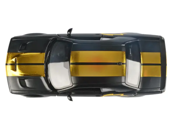 2018 Dodge Challenger SRT Hellcat Widebody Matt Black with Gold Stripes and Graphics "Midnight Eclipse" Series 1/24 Diecast Model Car by Motormax #5