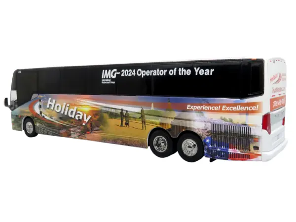Prevost H3-45 Coach Bus "Holiday Tours - 2024 IMG Operator of the Year" White with Graphics Limited Edition 1/64 Diecast Model by Iconic Replicas #3