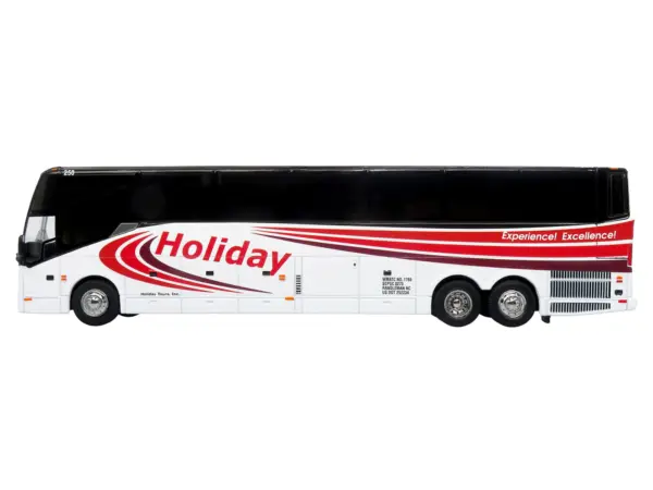 Prevost H3-45 Coach Bus "Holiday Tours" White with Red Graphics Limited Edition 1/64 Diecast Model by Iconic Replicas #2