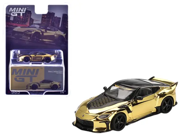 Nissan Z VeilSide FFZ400 Gold Chrome with Black Top Limited Edition 1/64 Diecast Model Car by Mini GT #1