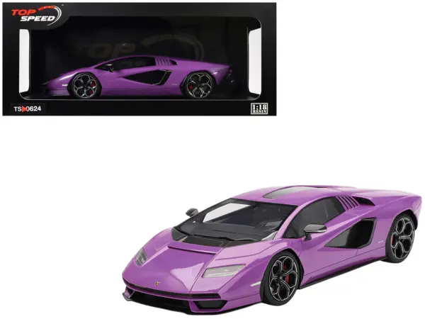 Lamborghini Countach LPI 800-4 Viola 30th Purple Metallic 1/18 Model Car by Top Speed #1