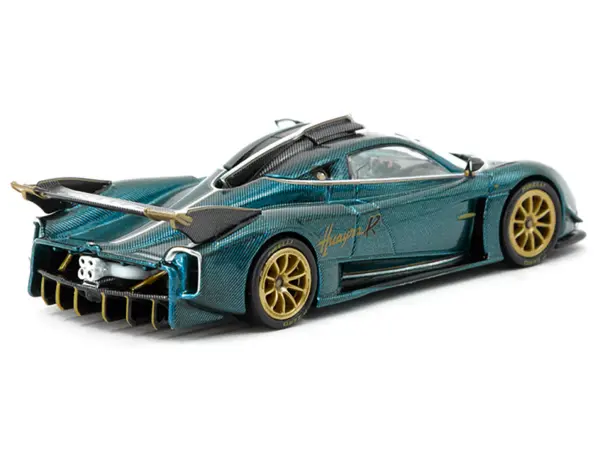 Pagani Huayra R Turquoise Carbon Fiber with Gold Wheels "Global64" Series 1/64 Diecast Model Car by Tarmac Works #3