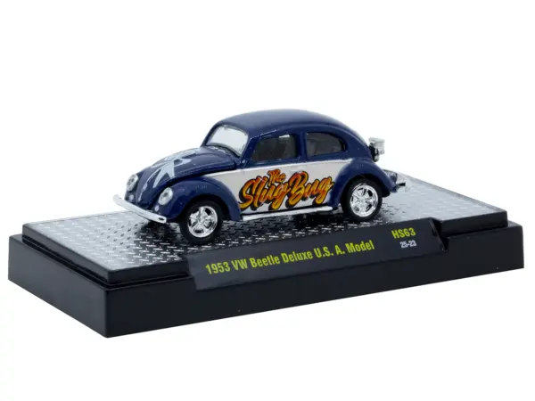1953 Volkswagen Beetle Deluxe USA Model "The Slug Bug" Blue Metallic with White Sides Limited Edition to 5566 pieces Worldwide 1/64 Diecast Model Car by M2 Machines #2