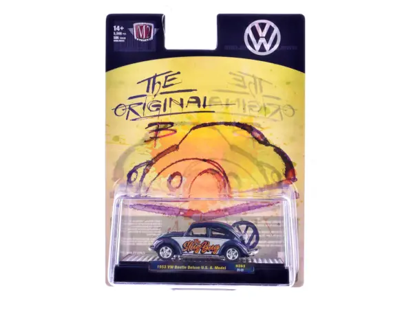 1953 Volkswagen Beetle Deluxe USA Model "The Slug Bug" Blue Metallic with White Sides Limited Edition to 5566 pieces Worldwide 1/64 Diecast Model Car by M2 Machines #3