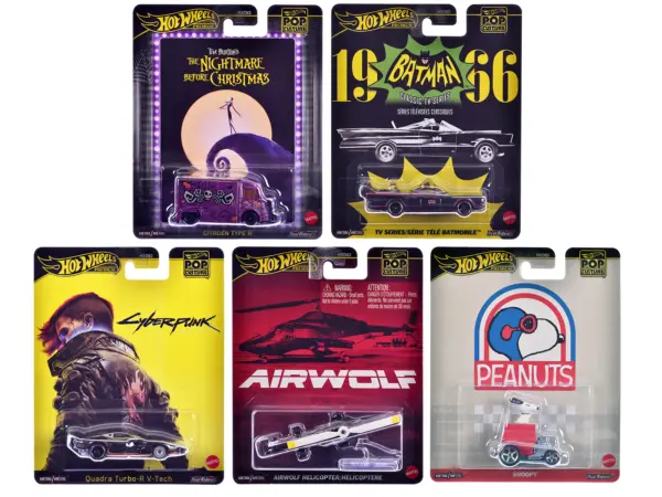 "Pop Culture 2025" 5 piece Set M "Premium Series" Diecast Model Cars by Hot Wheels #1