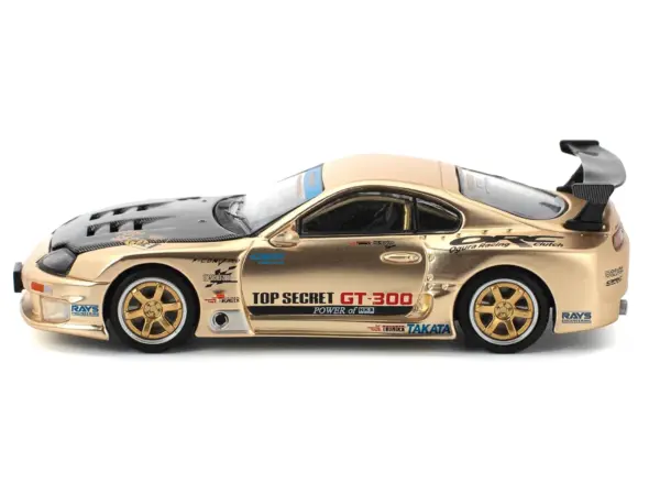 Toyota Supra "Top Secret" GT300 RHD (Right Hand Drive) Gold Metallic with Carbon Hood 1/64 Diecast Model Car by Pop Race #3
