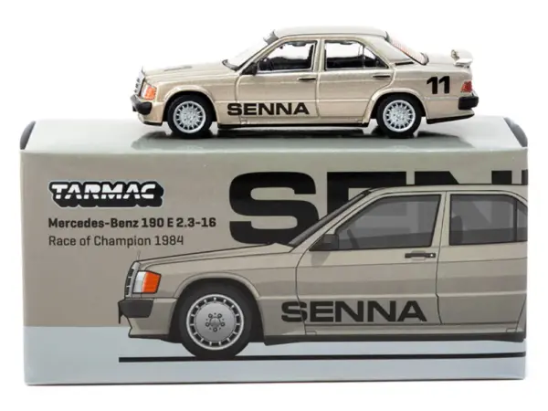 Mercedes-Benz 190 E 2.3-16 #11 Ayrton Senna Winner "Race of Champions" (1984) "Global64" Series 1/64 Diecast Model by Tarmac Works #3