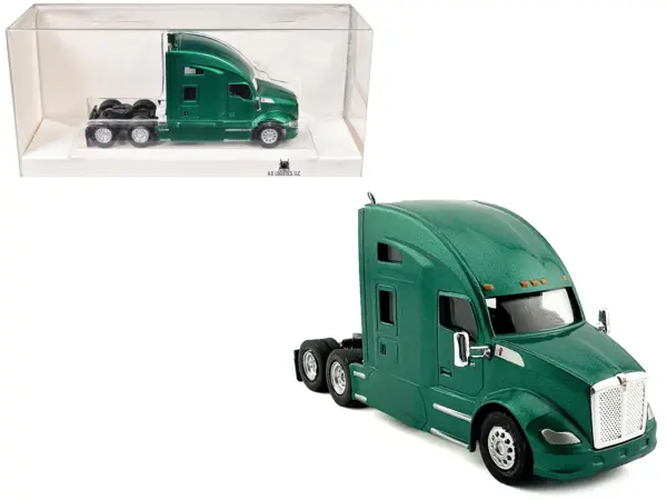 Kenworth T680 Sleeper Cab Green Metallic 1/87 (HO) Plastic Model Car by HO Logistics #1