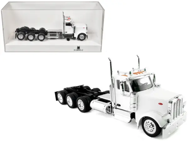 Peterbilt 589 3-Axel Day Cab White 1/87 (HO) Plastic Model Car by HO Logistics #1
