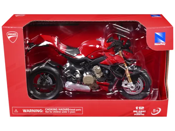 Ducati Supernaked V4S Motorcycle Red 1/12 Diecast Motorcycle Model by New Ray #1